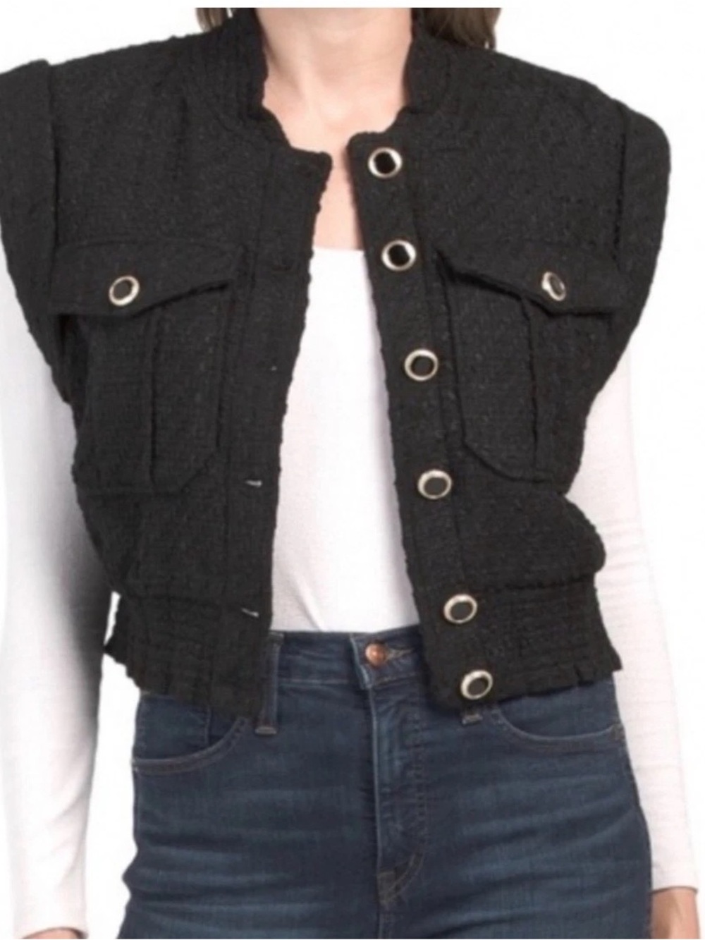 NWT Christian Lacroix Black Tweed Vest M